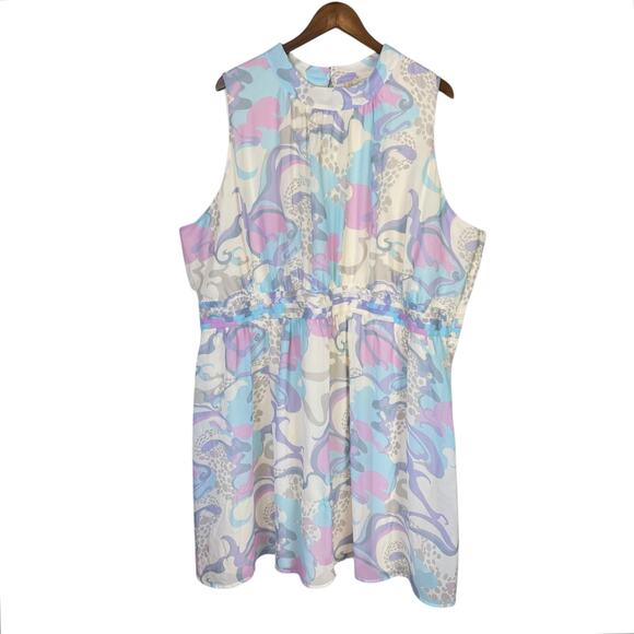 ModCloth Windy City Pastel Purple Blue Floral Swirl Sleeveless Summer Dress - Picture 9 of 13